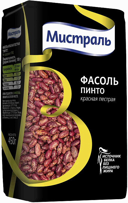 Фасоль МИСТРАЛЬ красная пестрая Пинто 450 г *12шт/кор 
