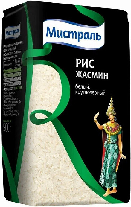 Рис МИСТРАЛЬ Жасмин 500 г * 12 шт/кор 