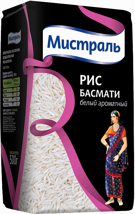 Рис МИСТРАЛЬ Басмати 500 г * 12 шт/кор 