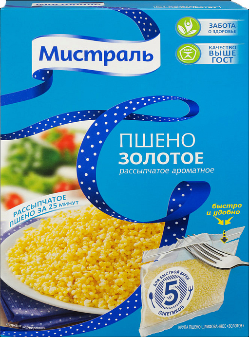 Пшено Золотое "МИСТРАЛЬ" 400гр*6шт/кор. RU 