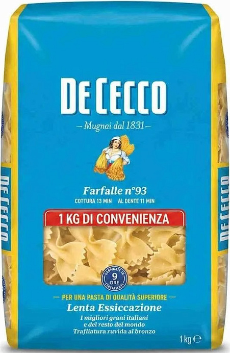 Паста De Cecco №093 Фарфалле 1кг*12шт/кор.(900997). IT 
