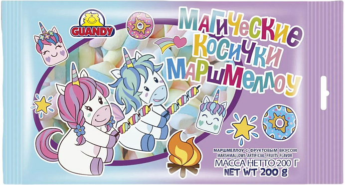 Маршмеллоу магические косички фруктовые GUANDY 200 г GT 